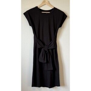 UNIVERSAL STANDARD Misa Jersey Dress Tie Waist Cap Sleeve Black Size 2XS 6/8